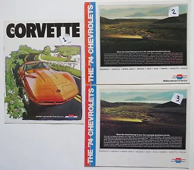 3 - 1974 Corvette Dealer Brochure Catlog All-model Catalog Incl: Chevelle Camaro • $39