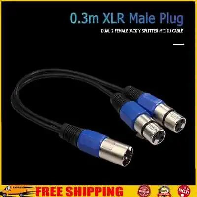 £5.63 • Buy 0.3m XLR Male Plug To Dual XLR Female Jack Y Splitter Mic DJ Audio Cable