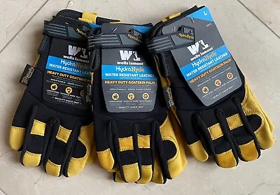 3 Pairs Wells Lamont Men's HydraHyde Leather Work Gloves Size M L XL XX XXX • $34.98