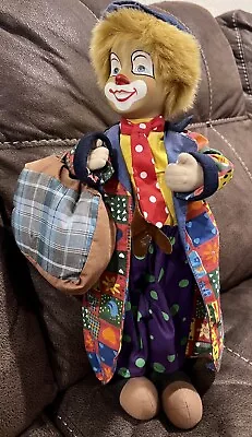 Vintage Hobo Clown Porcelain Doll 16 Inches Repositionable Limbs. LLF • $27.99