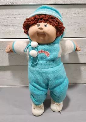 Vintage Cabbage Patch Kids 1985 Boy Doll Turquoise Knitted Outfit +Diaper H3 • $24.75