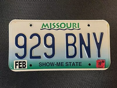 Missouri License Plate 1999 February 929 Bny • $19.99