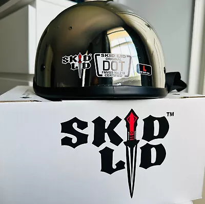 Skid Lid Original Half Helmet Chrome For Motorcycle Riding DOT Approved • $69.99