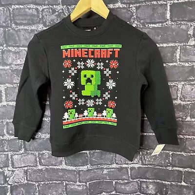 Minecraft Boys Size XS 4/5 Creeper Winter Christmas Sweatshirt • $12.74