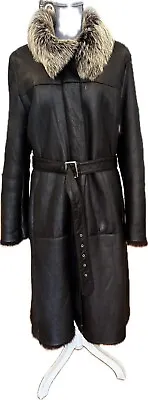 Vintage Burberry London Genuine Sheepskin Leather Fur Coat Size US12 Women's • $199