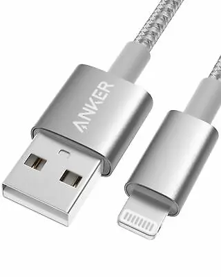 Anker Charger Cable Apple MFi Certified 6ft Lightning Cable Nylon Braided Silver • £9.99