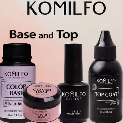 KOMILFO BASE / TOP Rubber Matte No Wipe Coat Cover Glitter Gel Nail Polish SALE • $8.65