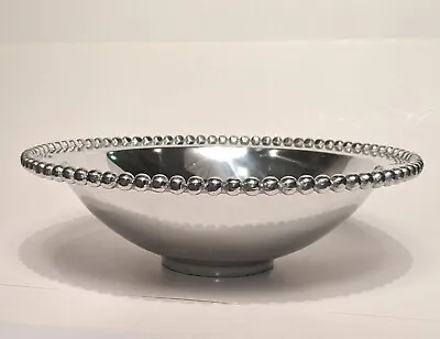 Mariposa 12.5  Pearled Serving Bowl String Of Pearls Line Aluminum-Hand Crafted • $54.99