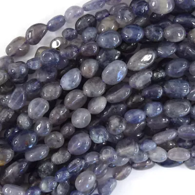 6mm - 8mm Natural Blue Iolite Pebble Nugget Beads 15.5  Strand • $6.49