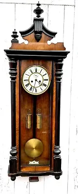 £275 • Buy Grand Antique Walnut & Ebonised Double Twin Weighted Vienna Wall Clock