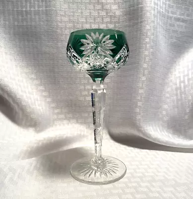$89 • Buy Val St Lambert Munster Wine Glass Emerald Green Cut To Clear Crystal Bohemian