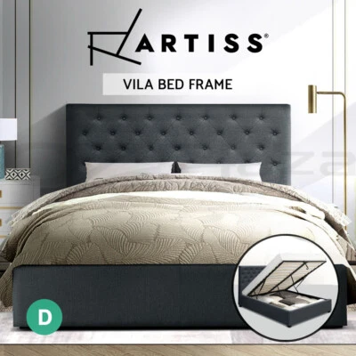 $264.95 • Buy Artiss Bed Frame Double Size Gas Lift Base With Storage Charcoal Fabric Vila