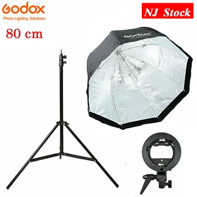 US GODOX 80cm 32  Octagon Umbrella Softbox+Bracket+Light Stand F Flash Speedlite • $59.56