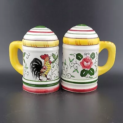 Ucagco Roosters And Roses Vintage MCM Salt And Pepper Shakers No Corks • $17.99