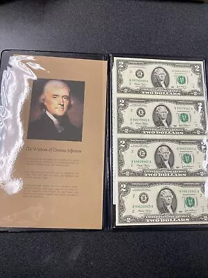 2003 A $2 Two Dollar Bills New York Uncirculated Uncut Sheet Of 4 Four Note • $49.95