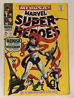 Marvel Super-Heroes #15 1st Solo MEDUSA - Marvel 1968 Nice F/VF • £28.38