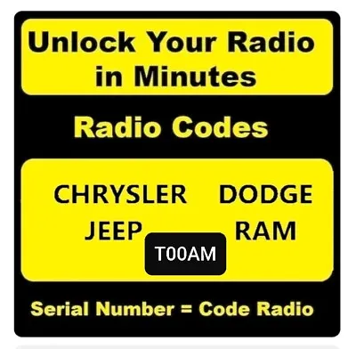 Chrysler ✅ Jeep✅ Ram✅ Dodge✅ Radio Unlock Code✅ T00am✅ T0myd✅ Tm9✅ T00be✅a2c✅ • $12.99