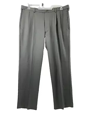 Haggar Cool 18 Pro Pants Mens 38 X 30 Gray  Classic Fit Pleated Golf Slacks • $24.70