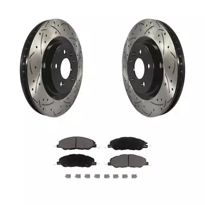 Coated Drilled Slotted Disc Brake Rotor & Ceramic Pad Front Kit Fits Ford Mustan • $171.33