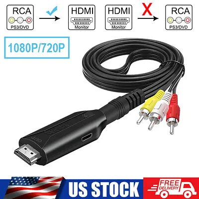 $11.58 • Buy RCA Male To 1080P HDMI Video Audio AV Component Converter Adapter Cable HDTV/DVD