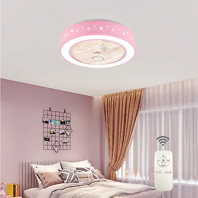 $110 • Buy Pink Ceiling Fan W/LED Light & Remote Modern Lamp Kids Girls Room Bed Room Lamp
