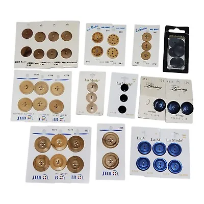 Lot Of Vintage Buttons 50+ NOS Mixed Round Wood Plastic JHB La Mode Le Bouton • $14.99