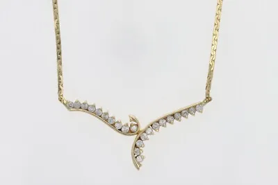 .68ctw Round Cut Diamond V Shaped C Link Chain 17.75  Necklace 14k Yellow Gold  • $472.99