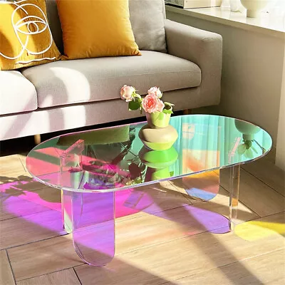 FATIVO Iridescent Acrylic Coffee Table Sofa Couch Art Side Table With Stable Leg • £109.90