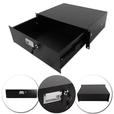 19  Rack Mount 3U Locking Drawer Pro Audio DJ Server Rack Lock Storage Cabinet • $43.59