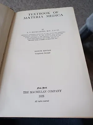  Materia Medica For Nurses  By. A.S. Blumgarten 1914 (Revised 4th Edition 1928) • $8.50