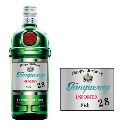 Personalised Tanqueray Gin Bottle Label For Birthday Christmas Xmas Any Occasion • £2.79