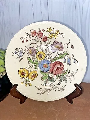 Vernon Kilns May Flower Salad Plate 7.5 Inches Handpainted Set 2 Made In USA • $20