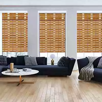 Cordless Bamboo Light Filtering Roman Window Blind Sun Shade With Valence • $48