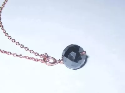 $45 • Buy Genuine Black Diamond Faceted Ball Bead Solid Sterling Silver Necklace 5.2cts
