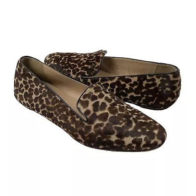 J Crew Darby Calf Hair Loafers Size 6.5 Flats Slip On Shoes Leopard Animal Print • $34.50