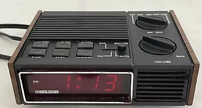 Goldair Vintage Alarm Clock Radio Hong Kong Tested Working Wood Grain 70s Small • $30