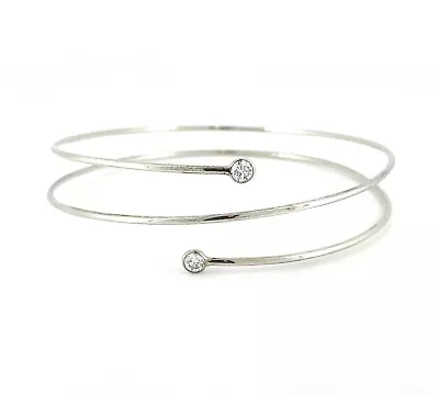 Tiffany & Co. Elsa Peretti Diamond Hoop Bracelet Sterling Silver Double Row • $1495