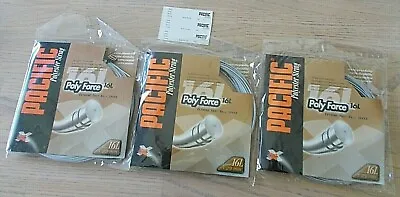 NEW Pacific Poly Force 16L Gauge Racquet String Set Of 3 Packages - Silver Coils • $11.45