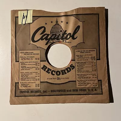 10  78 RPM Record Sleeves - Lot Of 10 Capitol Record Sleeves (Bundle #61) • $10