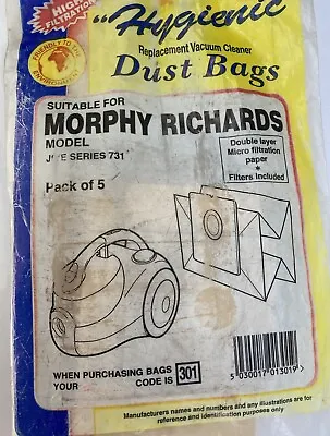 £2.99 • Buy Morphy Richards Jive 731 Vacuum Cleaner Hoover Paper Dust Bags;5 Pack