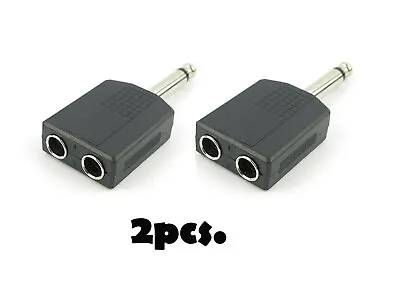 New 2x Mono 6.35mm 1/4  Splitter 1 Male Plug To 2 Female Jack Audio Y Adapter • $6.90
