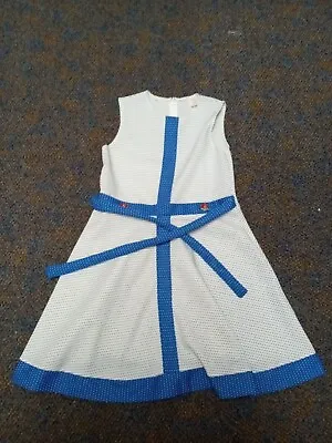 RARE VTG 1960s Flower Poka Dot Blue White Casual Dress  Sz 14  • $18.35