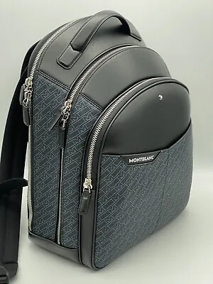 Montblanc M_gram Blue Black Leather Medium Backpack New 100% Genuine Msrp $1800 • $850