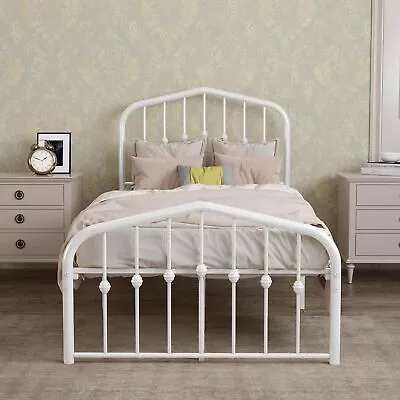 Classic Elegance: White TWIN Metal Bed Vintage Style • $137.54