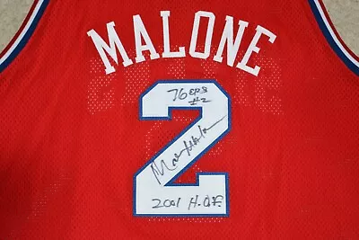 AUTOGRAPHED Philadelphia 76ers MOSES MALONE Authentic Jersey 56 MITCHELL & NESS • $775