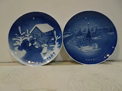 B&G Christmas Plates Blue & White Denmark Porcelain 2 Plates 1966 & 1967 • $9.99