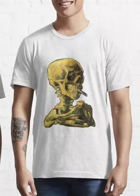 Van Gogh Smoking Skeleton T Shirt - Gogh Art T Shirt - Skull %100 Premium Cotton • £12.95