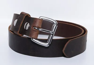 Men's Genuine Buffalo Leather FULL GRAIN Belt 1 1/2  Width Handmade By Amish • $36.95