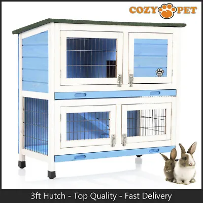 Rabbit Hutch 3ft By Cozy Pet Blue Guinea Pig Hutches Run Rabbit Ferret Runs RH06 • £84.99