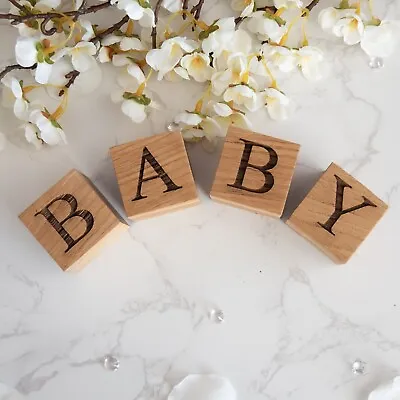 £3 • Buy Personalised Solid Oak Letter Cubes, Wooden Block Letters **SOLD INDIVIDUALLY**